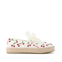 Womens Carolina Lace-Up Espadrille Cherry Embroidery