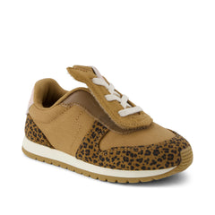 TRVL LITE Retro Runner Toddler Sneaker Water Repellent Toffee Leopard