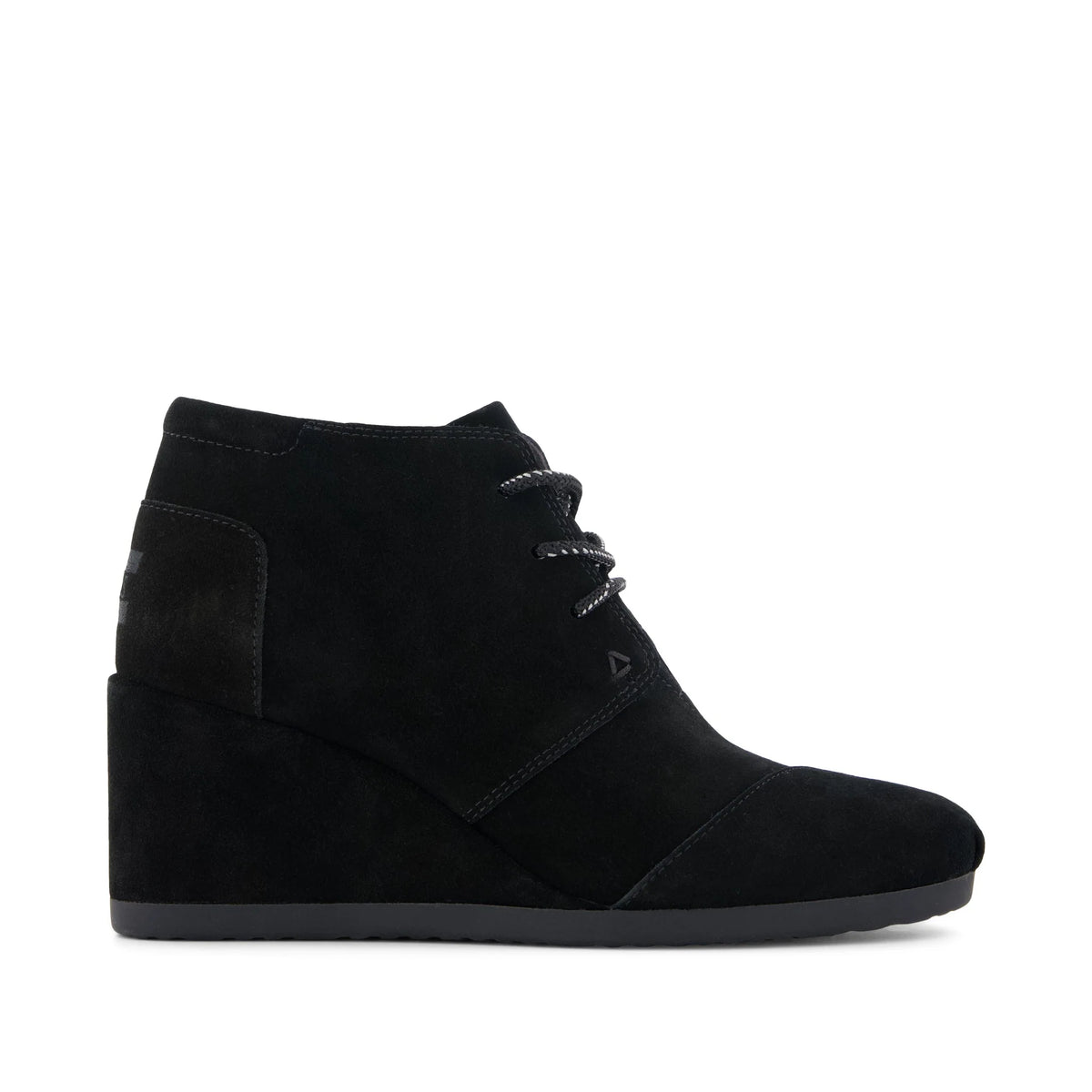 Womens Desert Wedge Ankle Bootie Black Suede