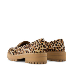 Womens Cara Loafer Brown Sugar Leopard Print Hair Leather