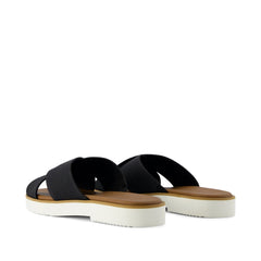 Mae Crossover Slide Sandal Black Heavy Canvas