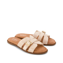 Womens Sol Slide Sandal Champagne Shimmer Suede