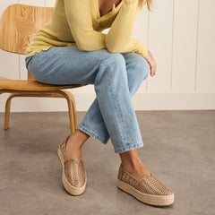 Womens Valencia Platform Espadrille Bronze Deco Basket Weave