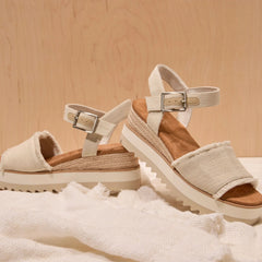 Womens Diana Wedge Sandal White Denim Fray