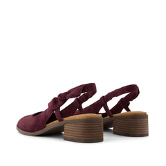 Womens Jaclyn Slingback Bow Heel Burgundy Kid Suede