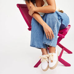 Carolina Lace-Up Espadrille White Beachside Woven