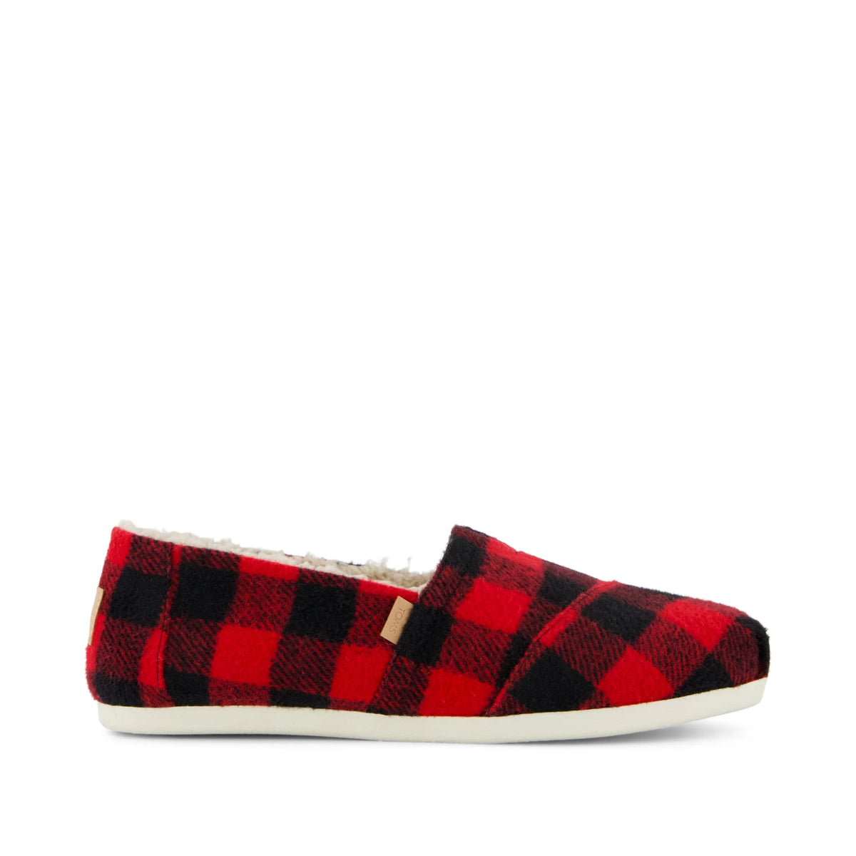 Womens Alpargata Classic Buffalo Plaid Red Faux Shearling