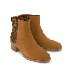 Womens Delilah Heeled Boot Water Repellent Brown Sugar Leopard Suede