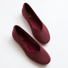 Womens Gemma Flat Burgundy Engineered Knit
