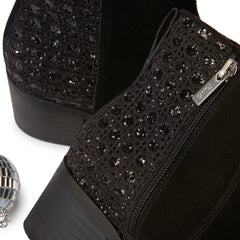 Womens Delilah Heeled Boot Black Geometric Sequins