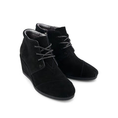 Womens Desert Wedge Ankle Bootie Black Suede