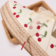 Womens Carolina Lace-Up Espadrille Cherry Embroidery