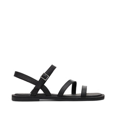 Kira Black Leather Strappy Sandal