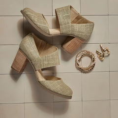 Womens Milan Nova Heel Gold Shimmer Crosshatch