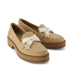 Womens Cara Bow Loafer Taupe Leather
