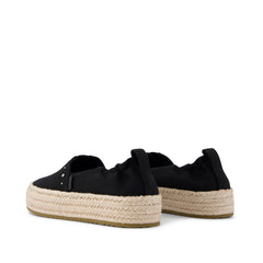 Valencia Platform Kids Espadrille Black Brushed Twill