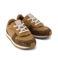 TRVL LITE Retro Runner Toddler Sneaker Water Repellent Toffee Leopard
