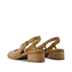 Womens Jaclyn Slingback Bow Heel Toffee Kid Suede