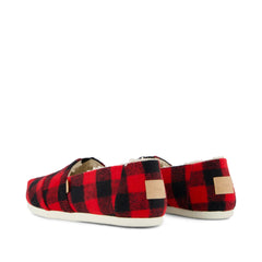 Womens Alpargata Classic Buffalo Plaid Red Faux Shearling
