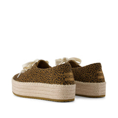 Womens Valencia Lace-Up Platform Espadrille Toffee Leopard Print
