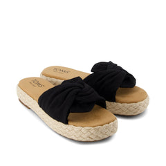 Abby Slide Flatform Espadrille Sandal Black Beachside Woven