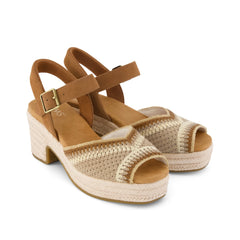 Womens Isla Peep Toe Heeled Sandal Almond Crochet