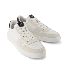 TRVL LITE Court White and Black Leather Sneaker