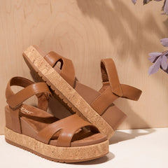 Womens Alana Wedge Sandal Brown Leather