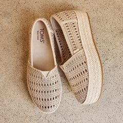 Valencia Platform Espadrille Champagne Metallic Basket Weave