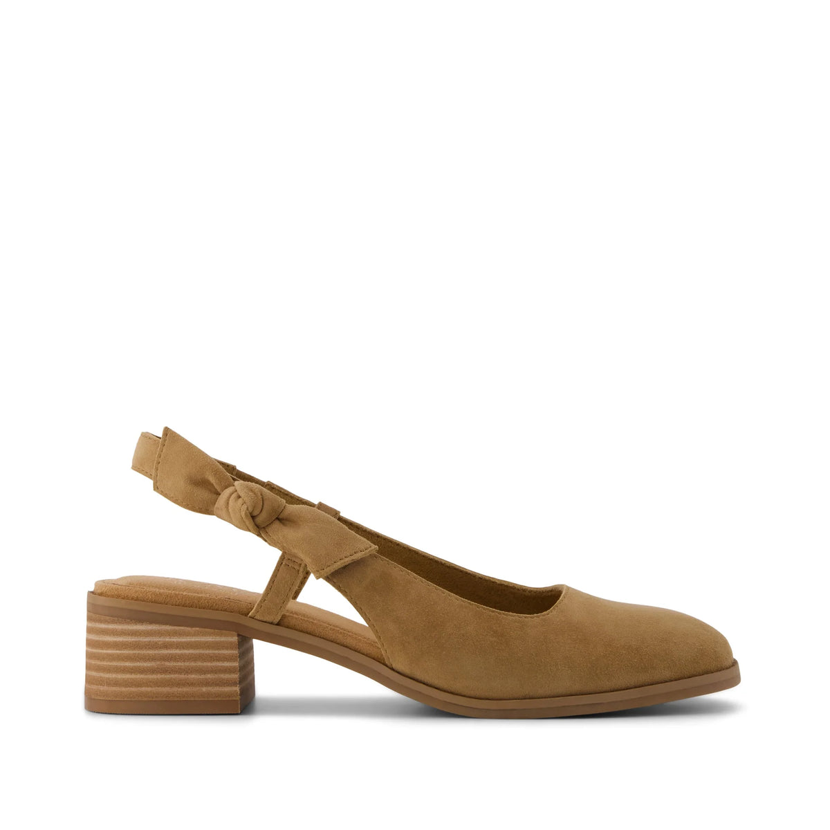 Womens Jaclyn Slingback Bow Heel Toffee Kid Suede