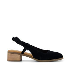 Womens Jaclyn Slingback Bow Heel Black Kid Suede