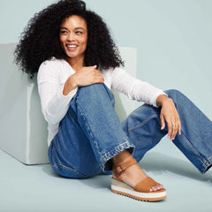 Diana Tan Leather Wedge Sandal