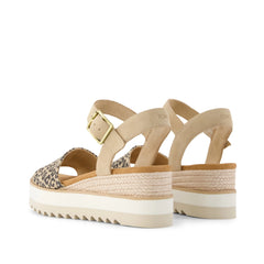 Womens Diana Wedge Sandal Natural Leopard Print