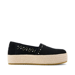 Womens Valencia Platform Espadrille Black Suede