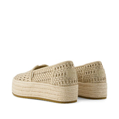 Valencia Platform Espadrille Champagne Metallic Basket Weave