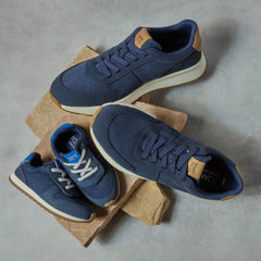 TRVL LITE Retro Runner Toddler Sneaker Water Repellent Multi Navy Vintage Twill