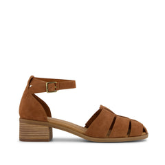 Jaclyn Fisherman Heel Amber Brown  Kid Suede