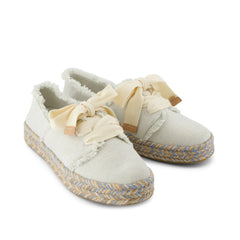 Carolina Lace-Up Espadrille White Onyx Textured Denim