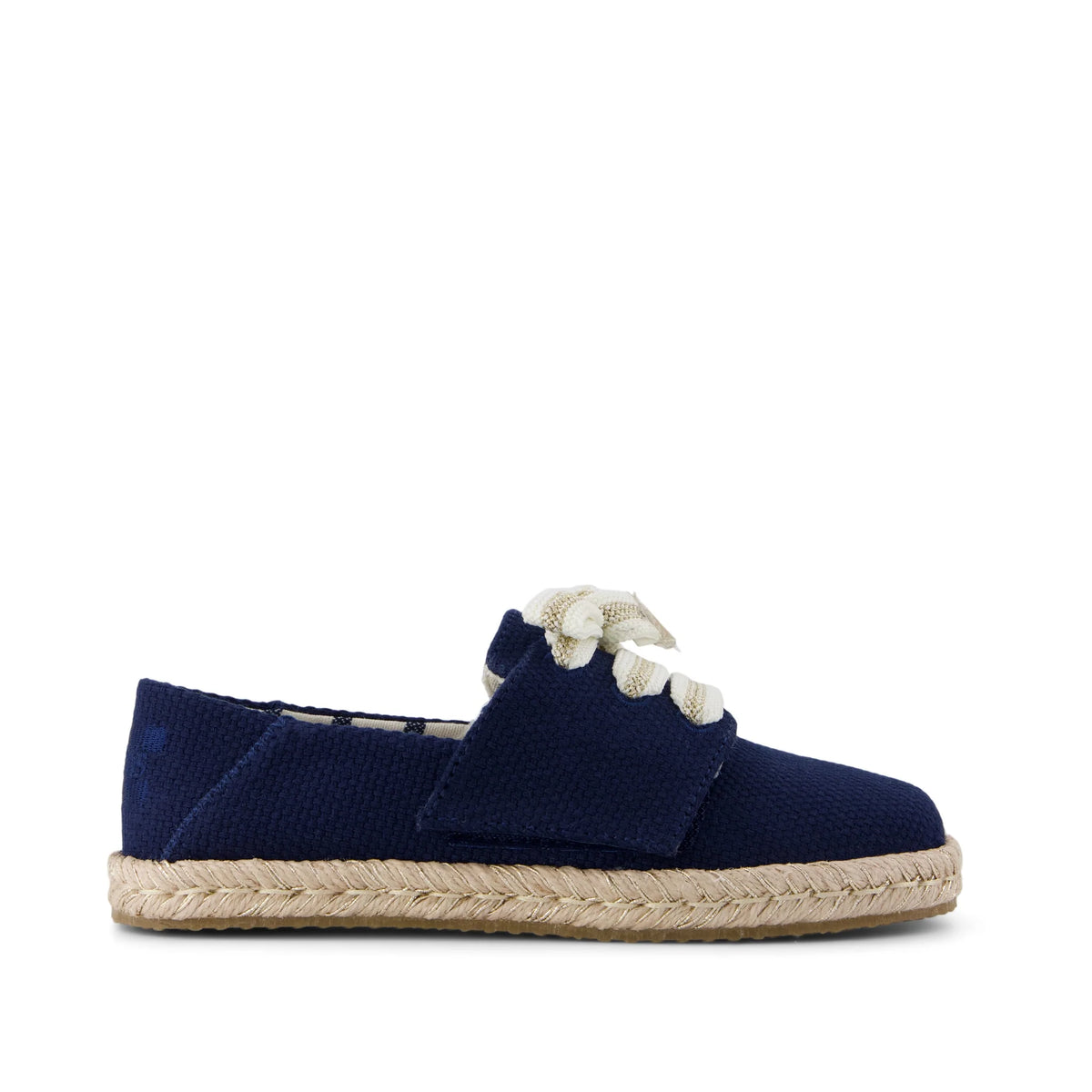 Carolina Lace-Up Kids Espadrille Navy Beachside Woven