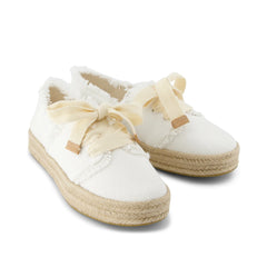 Carolina Lace-Up Espadrille White Beachside Woven