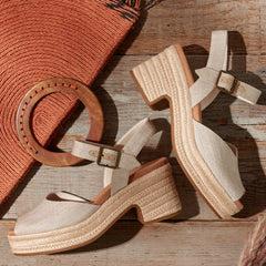 Isla Peep Toe Heeled Sandal Natural Yarn Dye