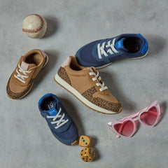 TRVL LITE Retro Runner Toddler Sneaker Water Repellent Toffee Leopard