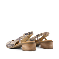 Womens Jaclyn Slingback Heel Taupe Snake Print Suede