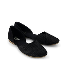 Womens Gemma D'Orsay Flat Black Croc Microsuede