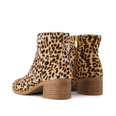 Womens Delilah Heeled Boot Brown Sugar Leopard Print Hair Leather