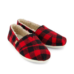 Womens Alpargata Classic Buffalo Plaid Red Faux Shearling