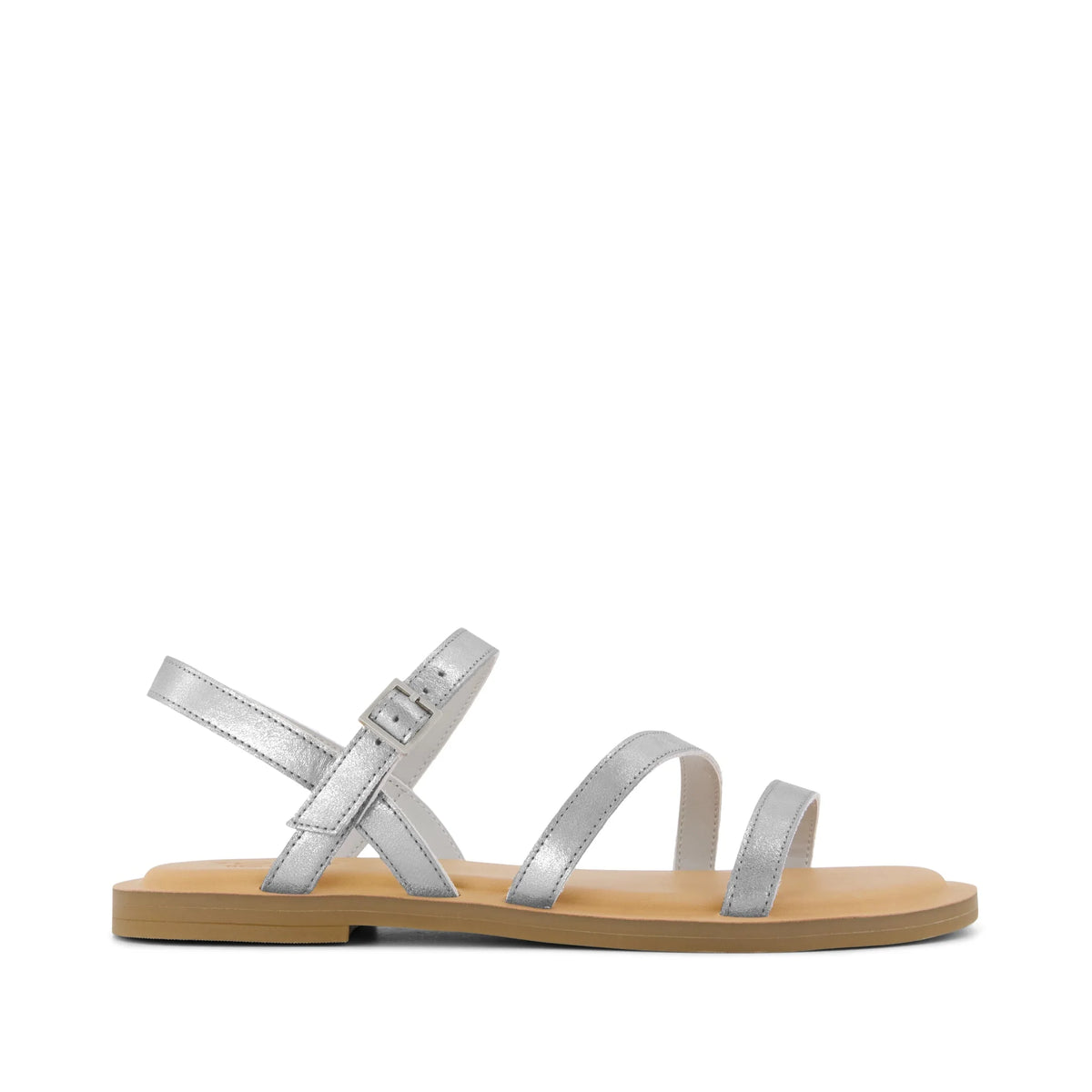 Womens Kira Strappy Sandal Silver Leather