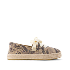 Womens Carolina Lace-Up Espadrille Taupe Snake Print Suede
