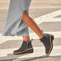 Maude Forged Iron Suede Wedge Boot