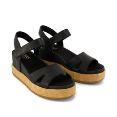 Womens Alana Wedge Sandal Black Leather
